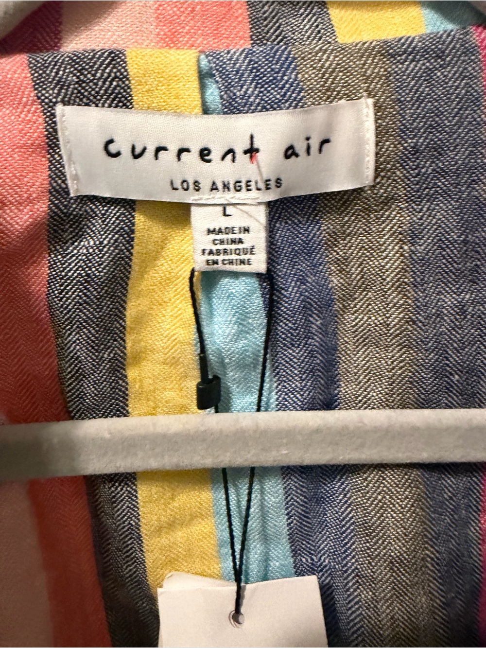 Current Air Los Angeles NWT Colorful Striped Linen Blend Blazer Jacket L - Picture 3 of 11